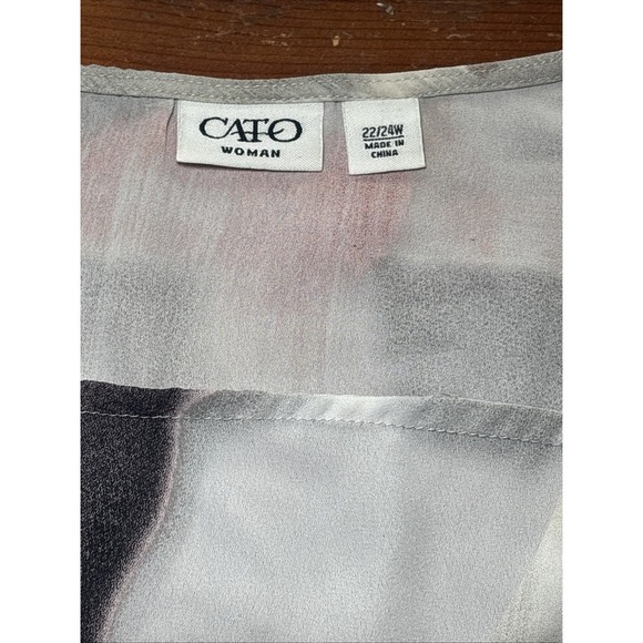 Cato Sleeveless Top Size 22/24W White Black Pink Flowy - Picture 3 of 7